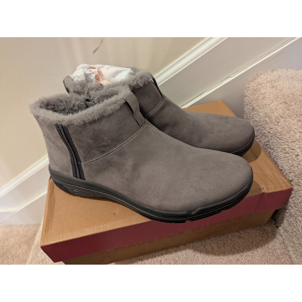 Ryka Amber Sky Grey Water Repellent Suede Ankle Boots Women 9.5 M J0799L1020